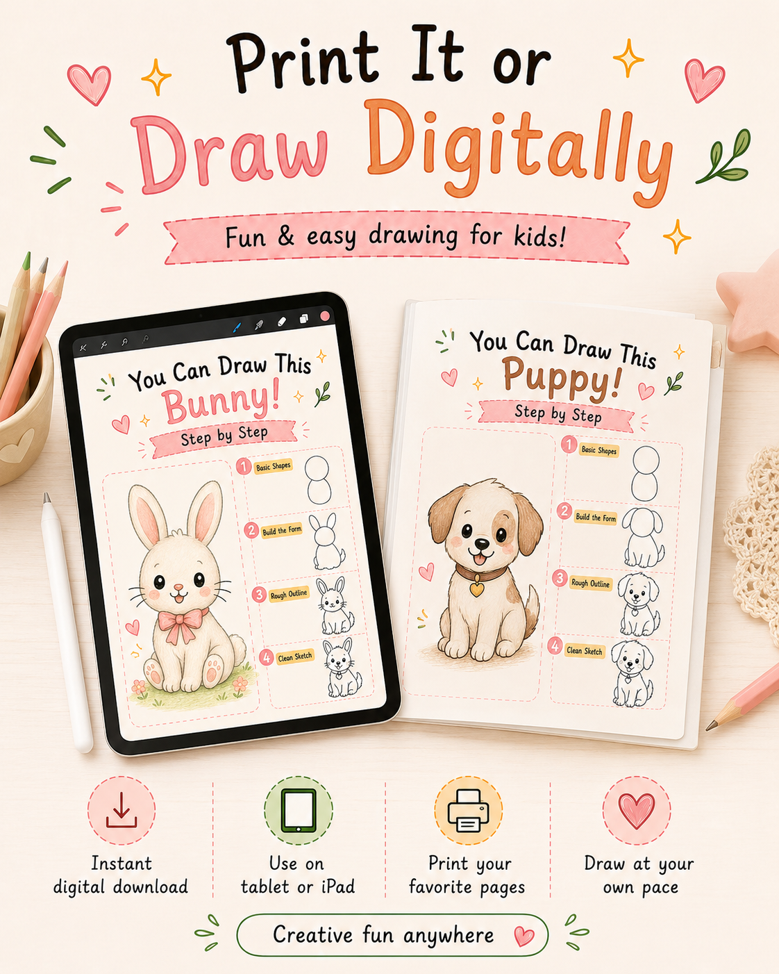 You Can Draw 100 Cute Things – Step-by-Step Drawing eBook for Kids & Beginners