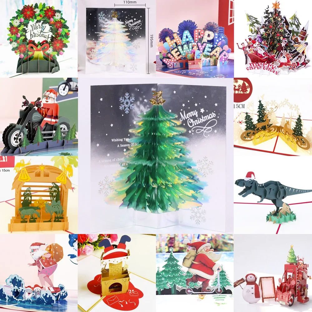 3D Pop-Up Santa Christmas Cards - Festive Greetings with a Magical Twist!
