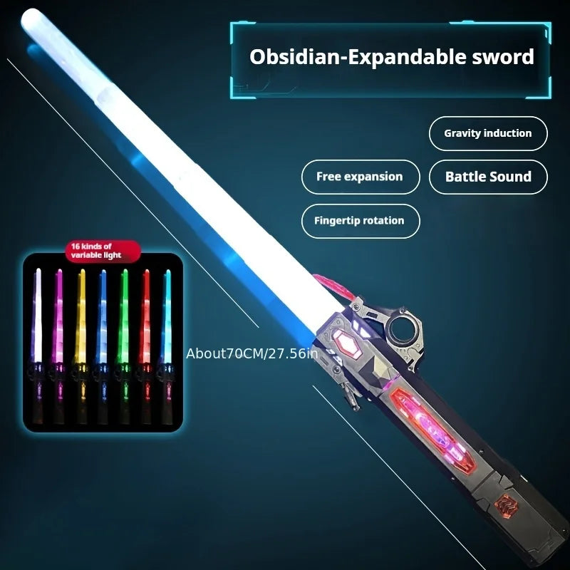Adjustable RGB Light Saber Stick | Motion-Sensing Sound Toy & Glow Stick