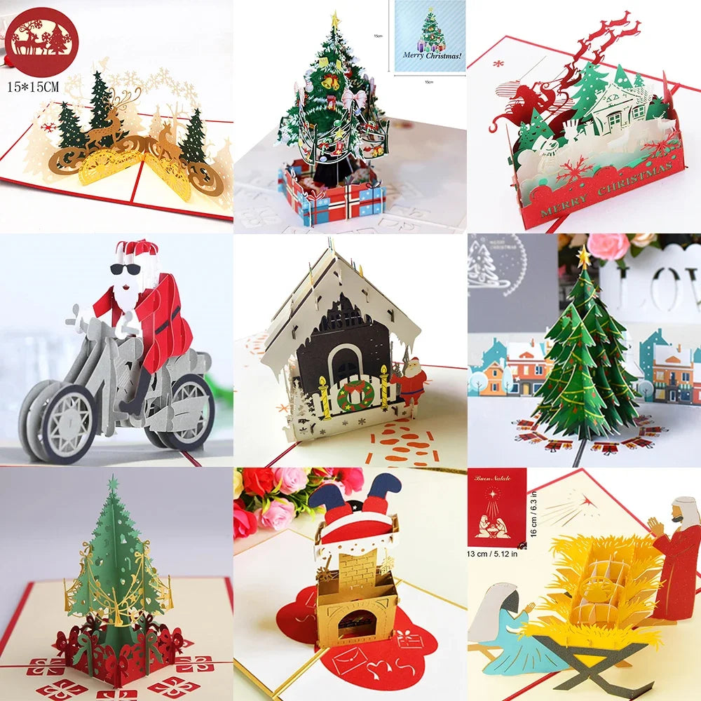 3D Pop-Up Santa Christmas Cards - Festive Greetings with a Magical Twist!