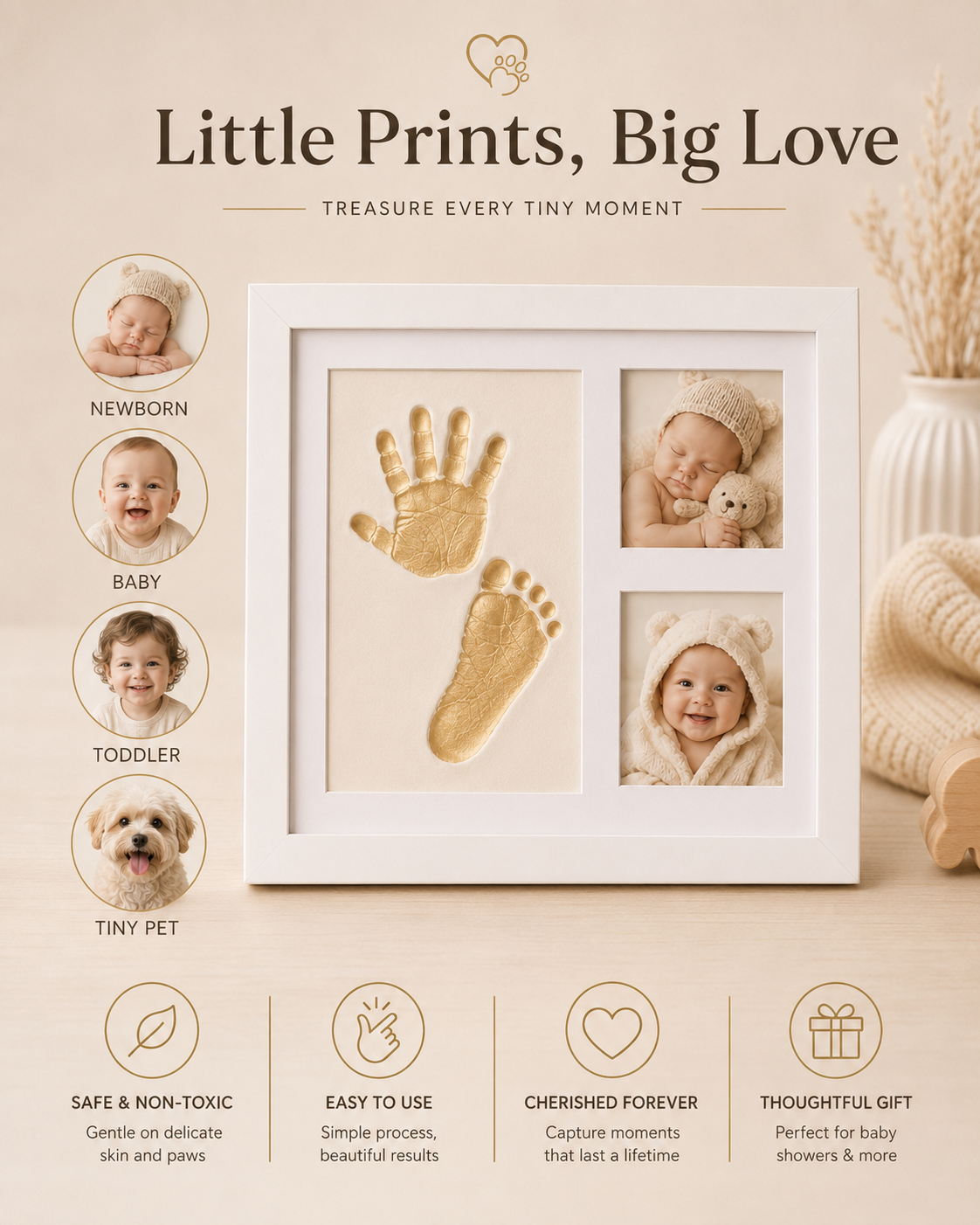 Personalized Baby Handprint & Footprint Keepsake Frame Kit