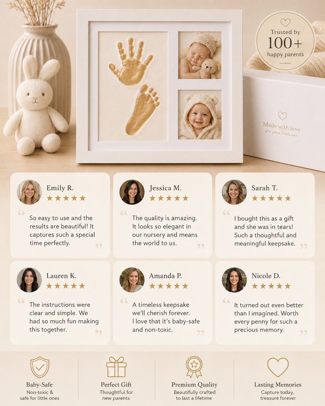 Personalized Baby Handprint & Footprint Keepsake Frame Kit