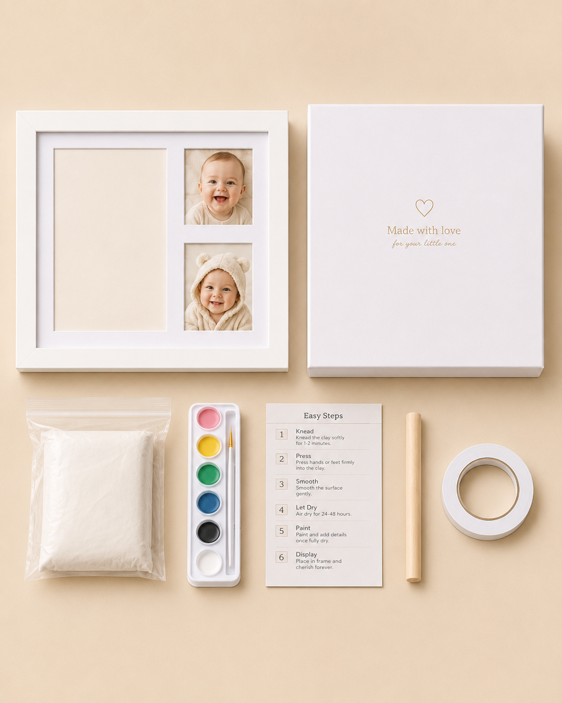 Personalized Baby Handprint & Footprint Keepsake Frame Kit