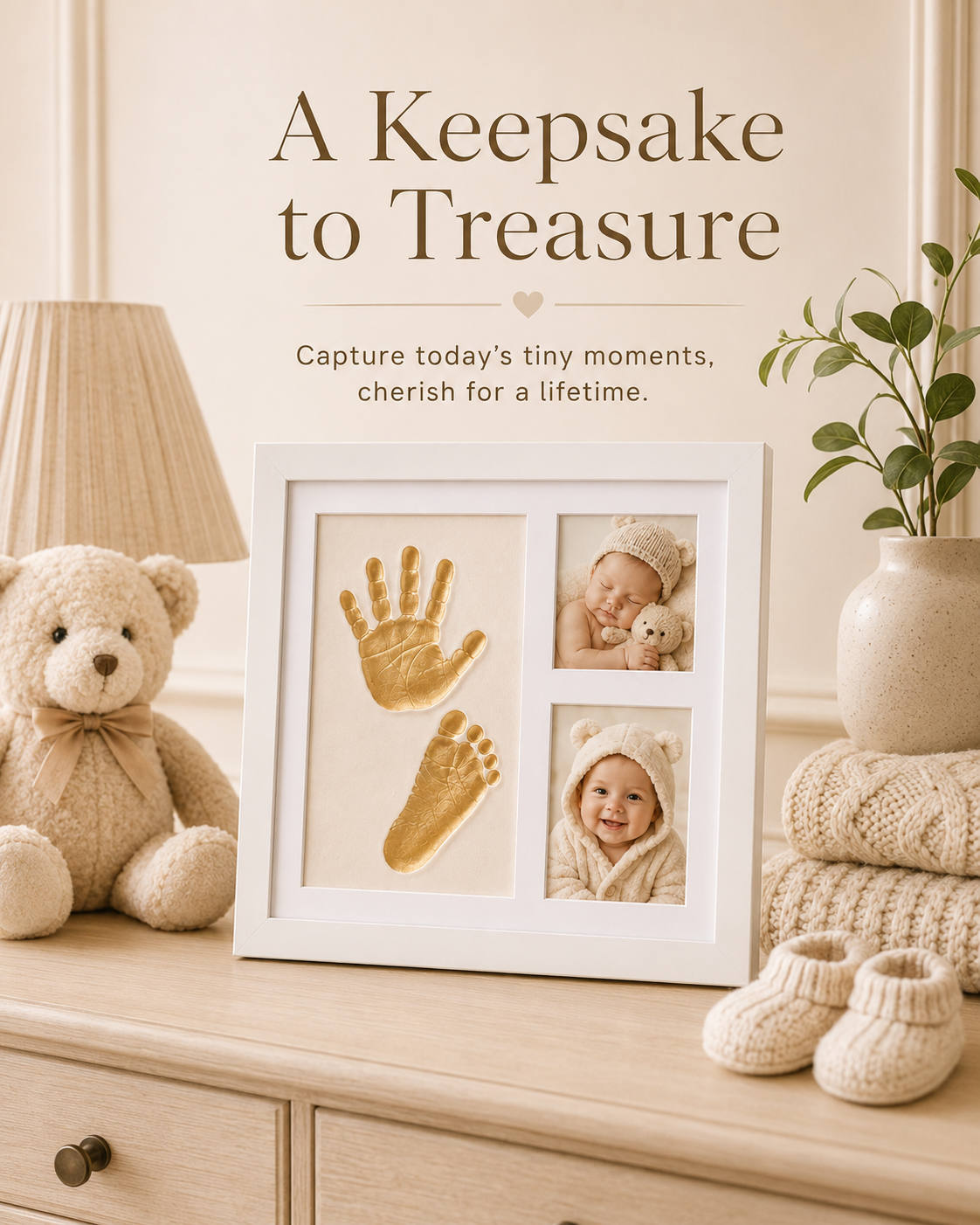 Personalized Baby Handprint & Footprint Keepsake Frame Kit