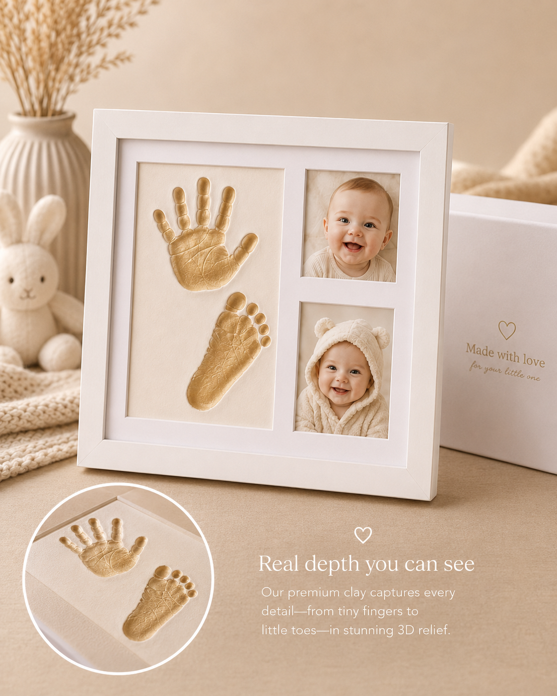 Personalized Baby Handprint & Footprint Keepsake Frame Kit