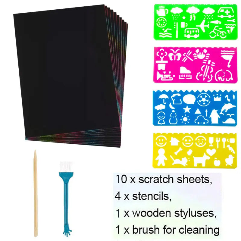 Kids Toys For Girls 4-6 Rainbow Magic Scratch Paper Art Set, 71Pcs