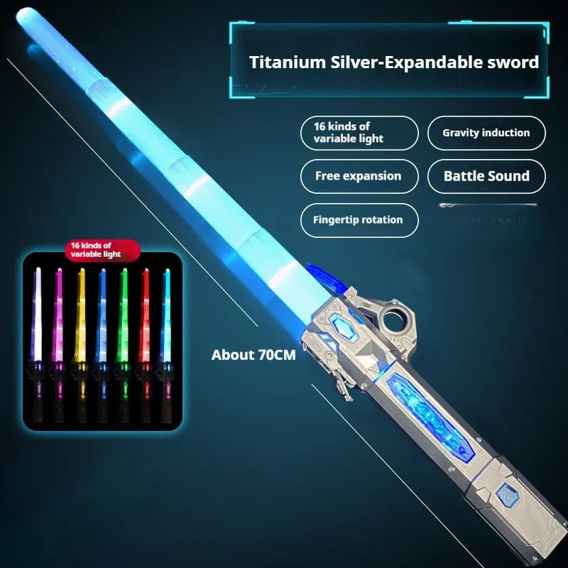 Adjustable RGB Light Saber Stick | Motion-Sensing Sound Toy & Glow Stick