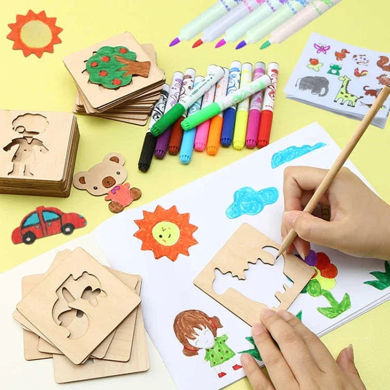 Wooden DIY Painting Template: Educational Toys for Children