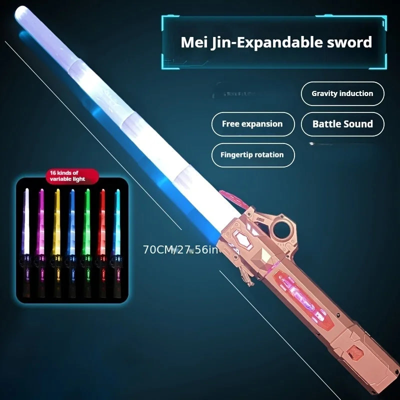 Adjustable RGB Light Saber Stick | Motion-Sensing Sound Toy & Glow Stick