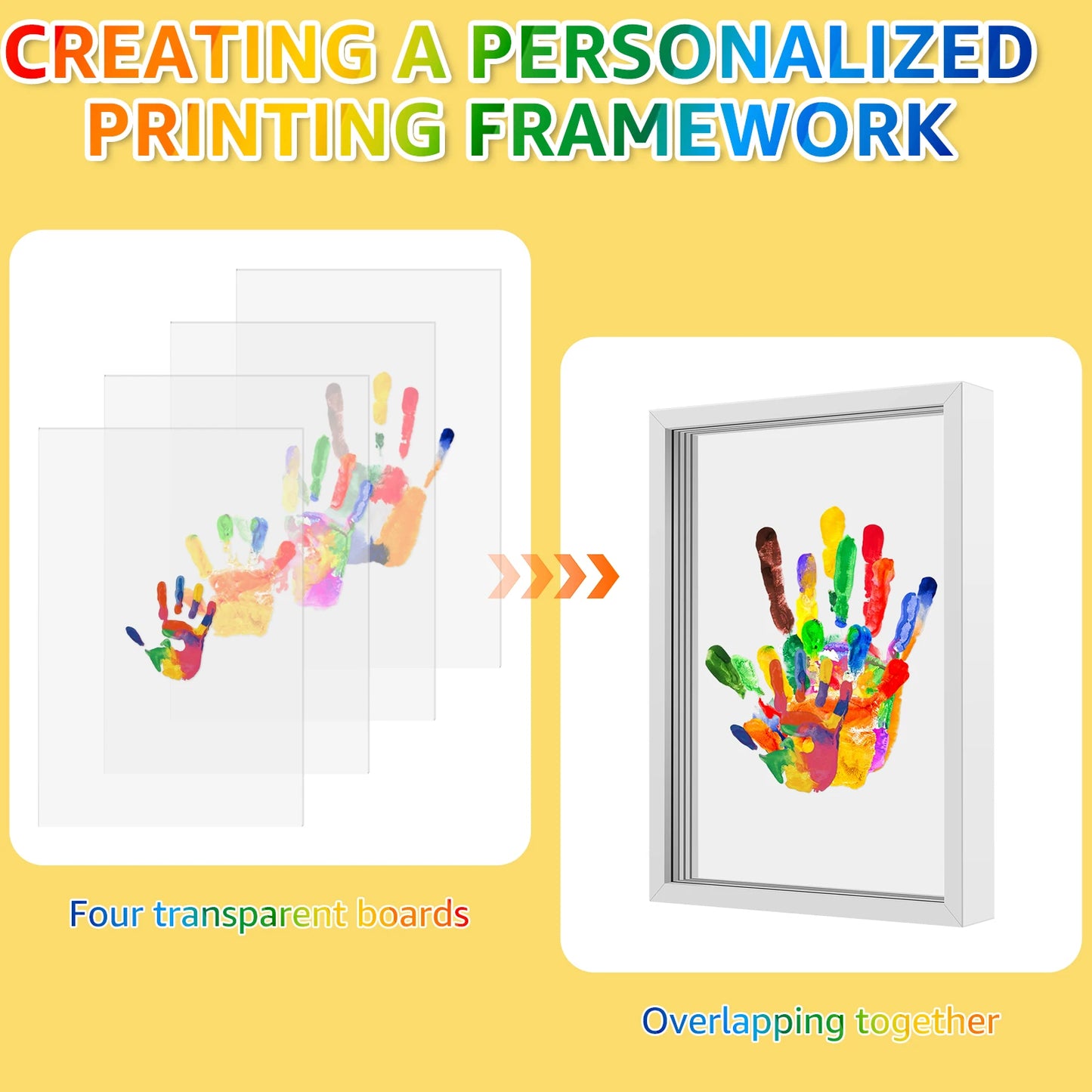 DIY Family Handprint Frame Kit – Wooden Keepsake with 6 Paint Colors & Photo Display