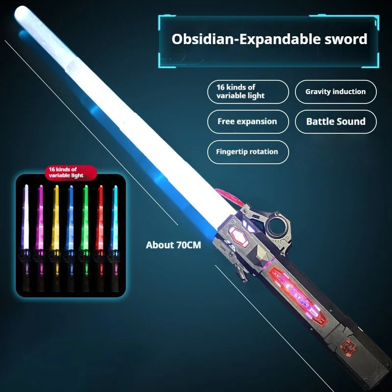 Adjustable RGB Light Saber Stick | Motion-Sensing Sound Toy & Glow Stick
