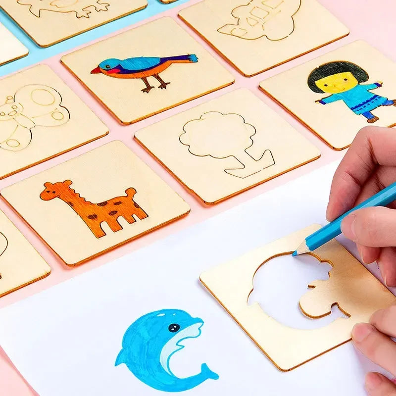 Wooden DIY Painting Template: Educational Toys for Children