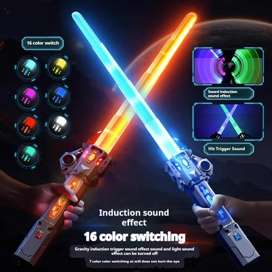 Adjustable RGB Light Saber Stick | Motion-Sensing Sound Toy & Glow Stick