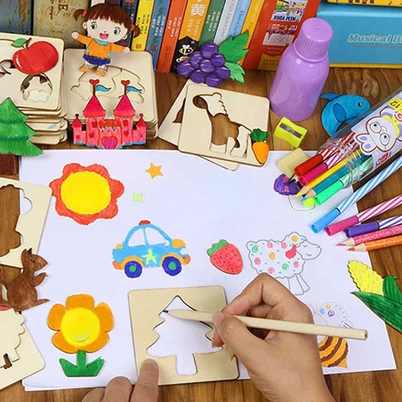 Wooden DIY Painting Template: Educational Toys for Children